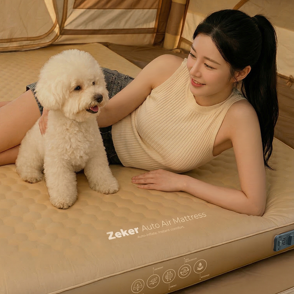 제커 에어매트 자충 매트 캠핑 에어 10cm 자충 침대 자동 충전 펌프 ... 운동러 솔직 후기 | 실사용 리뷰 - 대표 이미지