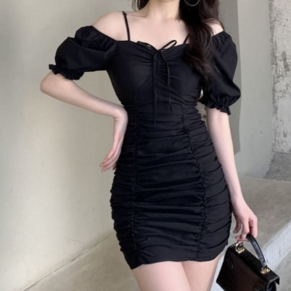 오프숄더 여성 원피스 셔링 여름 원피스 데일리 바캉스 하객룩 퍼프 - 상품 이미지
