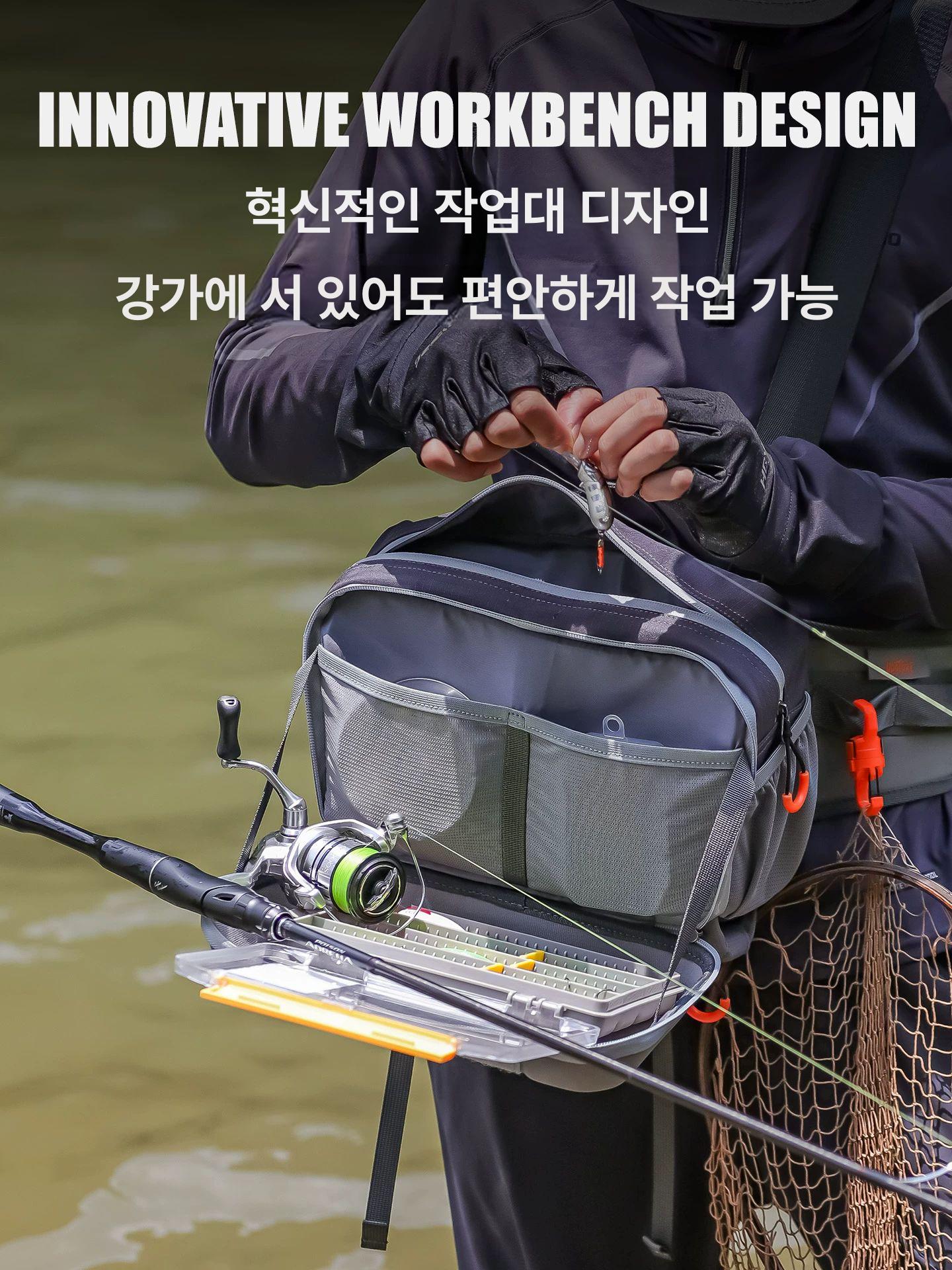 다기능 방수 낚시 가방 허리 어깨 숄더백 그레이 5L - 상세 이미지 2