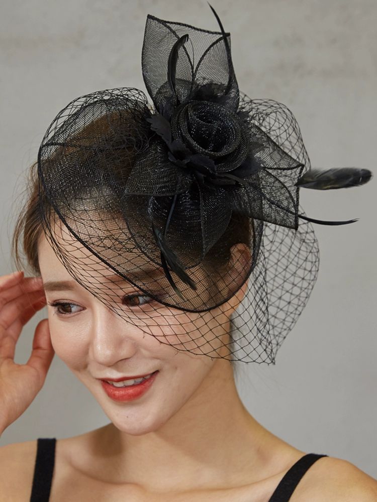 망사 레이스 액세서리 개화기모자 베일 블랙 헤어소품 K1006 블랙 - 상품 이미지