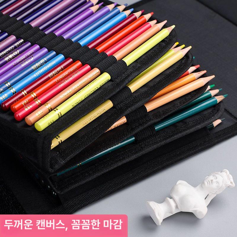 색연필 가방 케이스 펜슬 대용량 보관 필통 드로잉 충격 200홀 블랙 - 상세 이미지 2