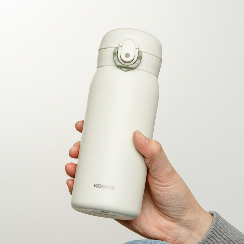 원터치 텀블러 가벼운 산책 카페 초등학생 차량용 캠핑 보온보냉 텀블러 350ml, 코멕스 화이트 - 상품 이미지