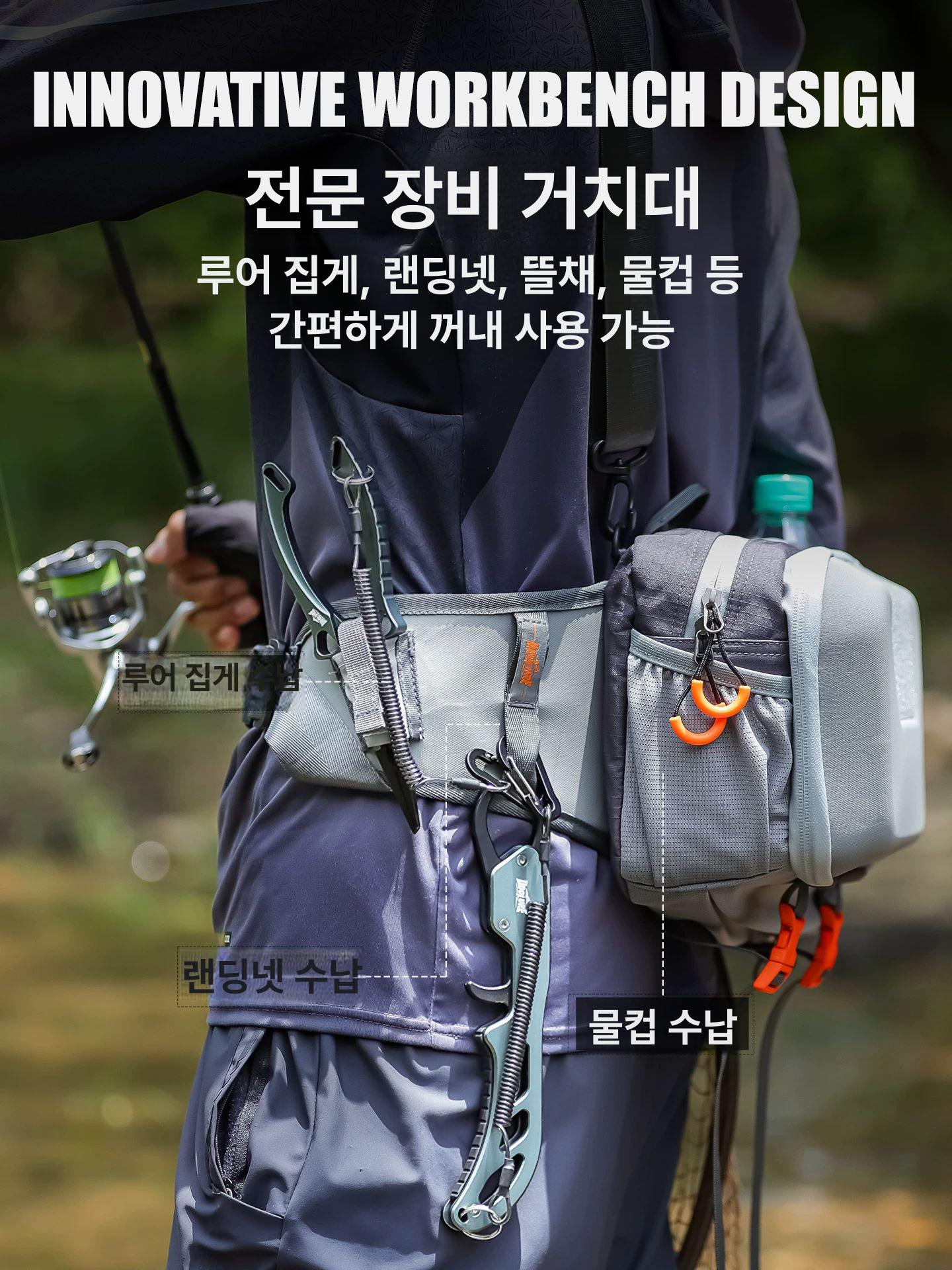 다기능 방수 낚시 가방 허리 어깨 숄더백 그레이 5L - 상세 이미지 3
