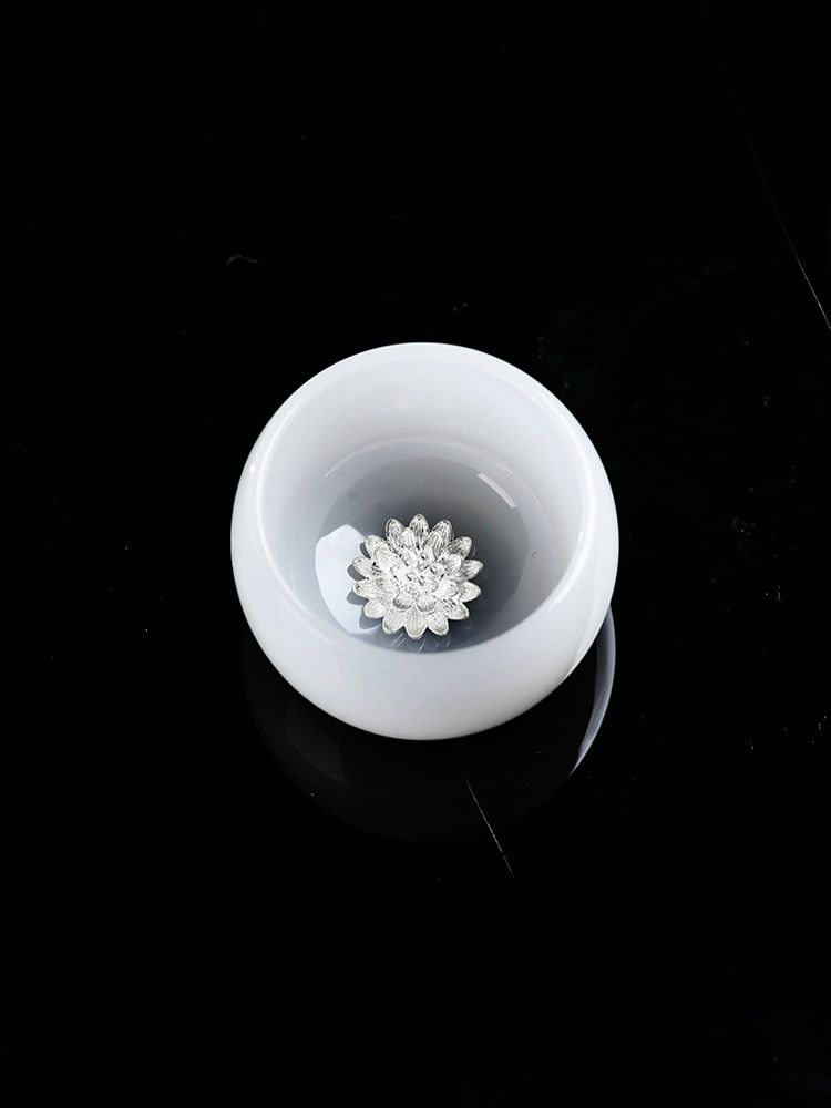 꽃술잔 은잔 물고기 감성 소주잔 예쁜 연꽃 장식 200mL 미만 - 상세 이미지 2