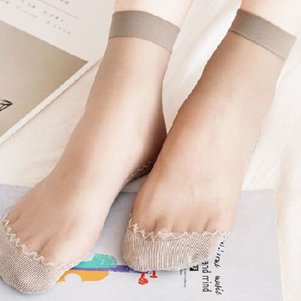 레이스 여성 시스루 양말 논슬립 여성 미끄럼 방지 양말 스타킹 - 상품 이미지