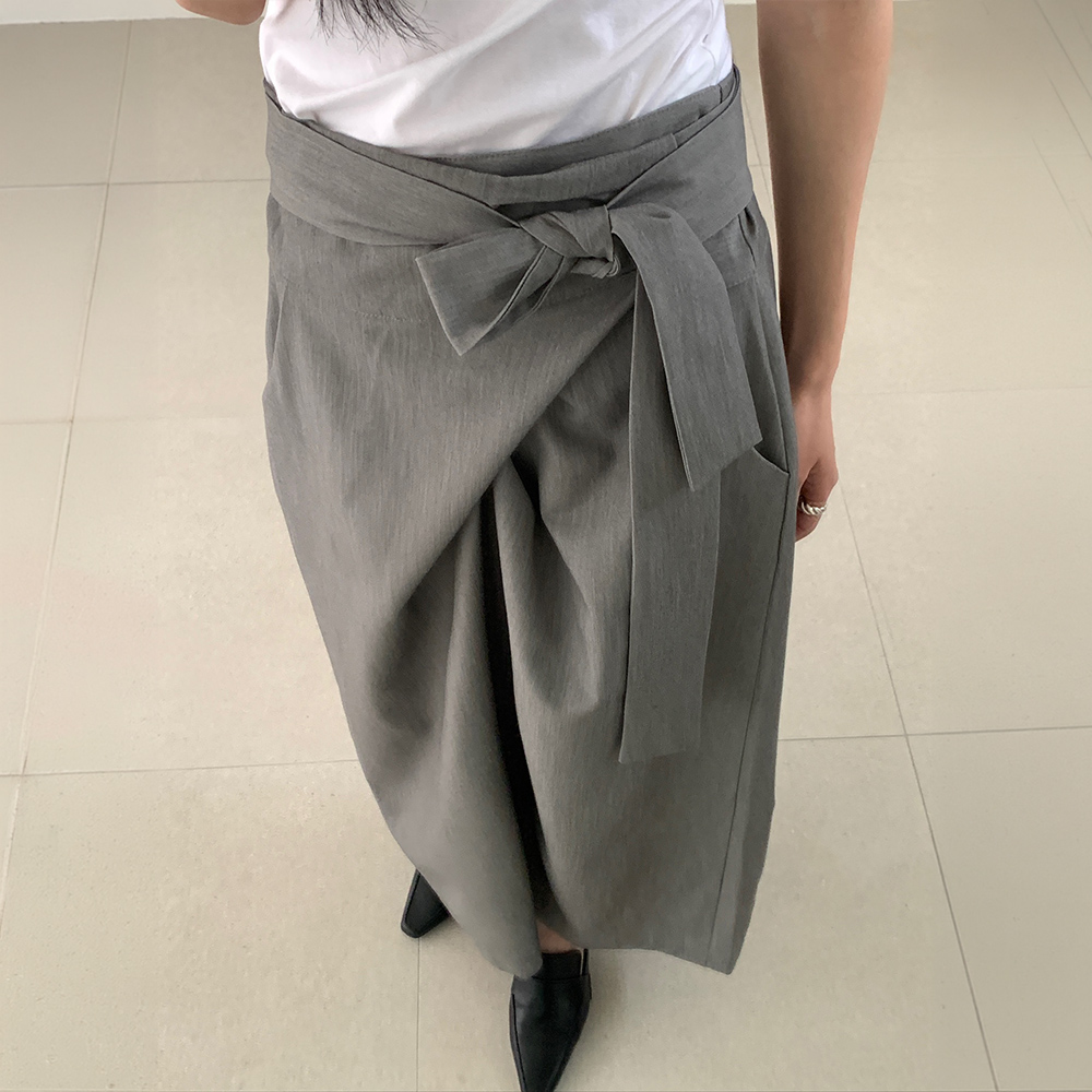 레이어드 랩 리본 롱 스커트 보렌 이미지 7
