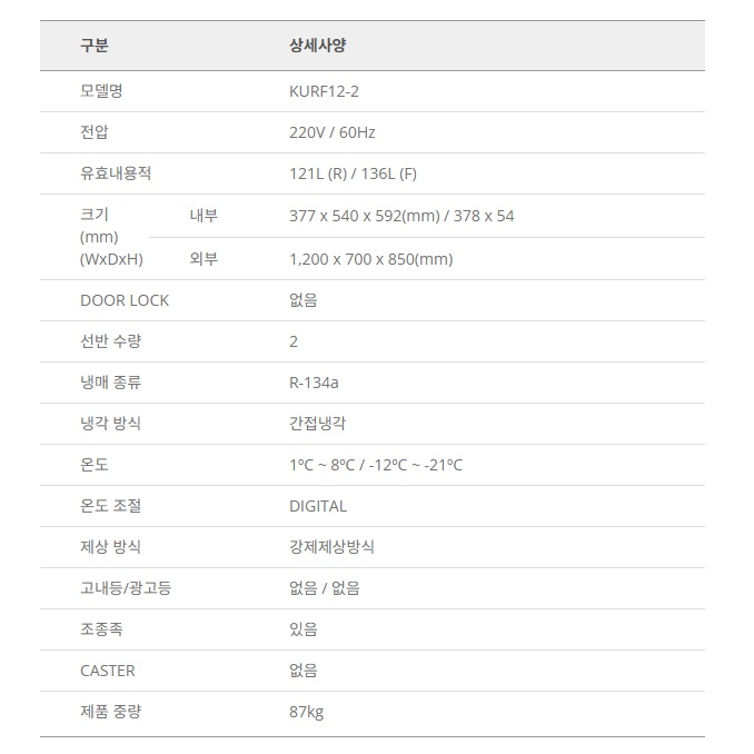 1800테이블냉동냉장고 465L 식당 카페 업소용 냉동냉장테이블 KURF18-3 이미지 6