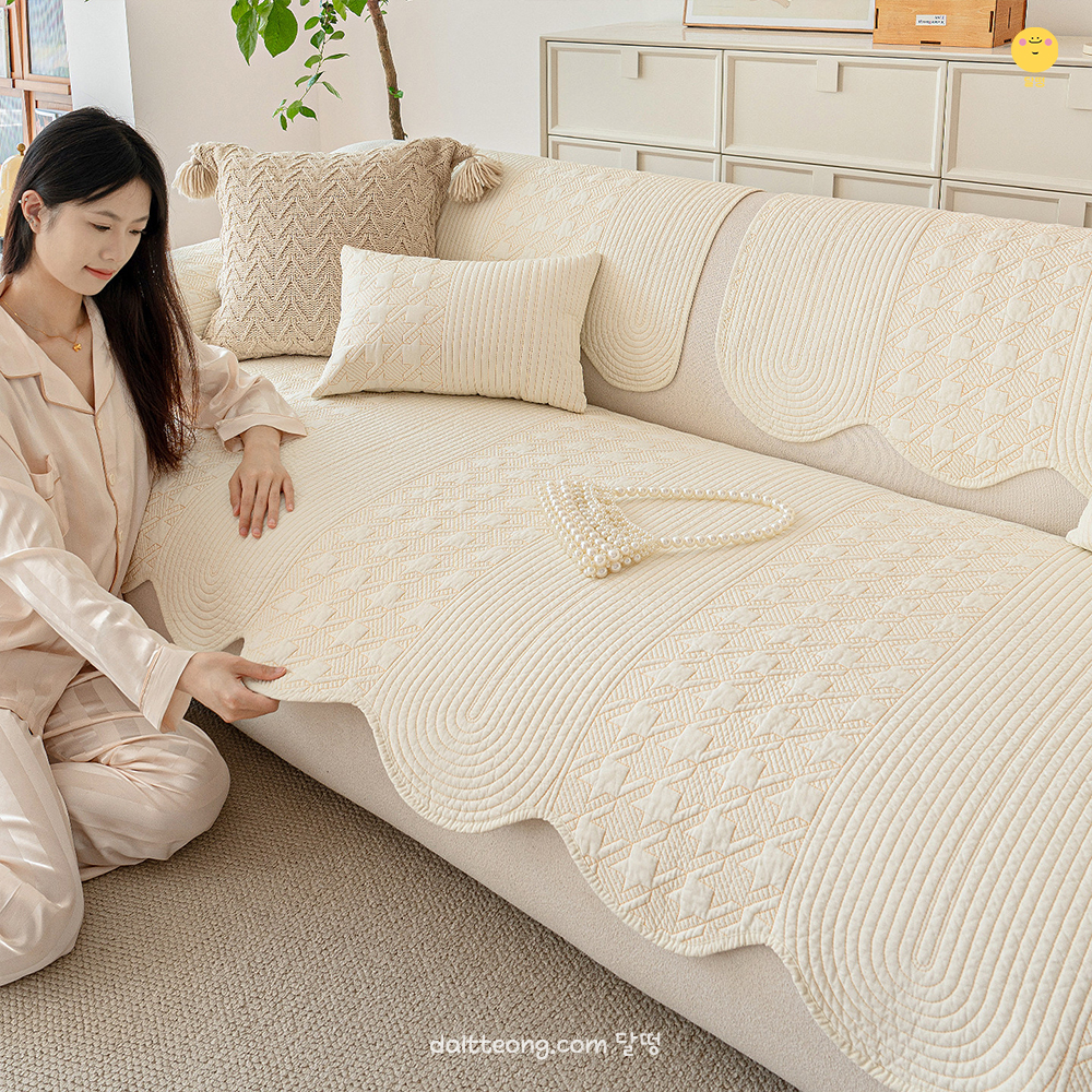 달떵 사계절 워셔블 코튼 순면 쇼파 패드 러그 돌 매트 토퍼 깔개 3인 4인 70x150 - 상세 이미지 4