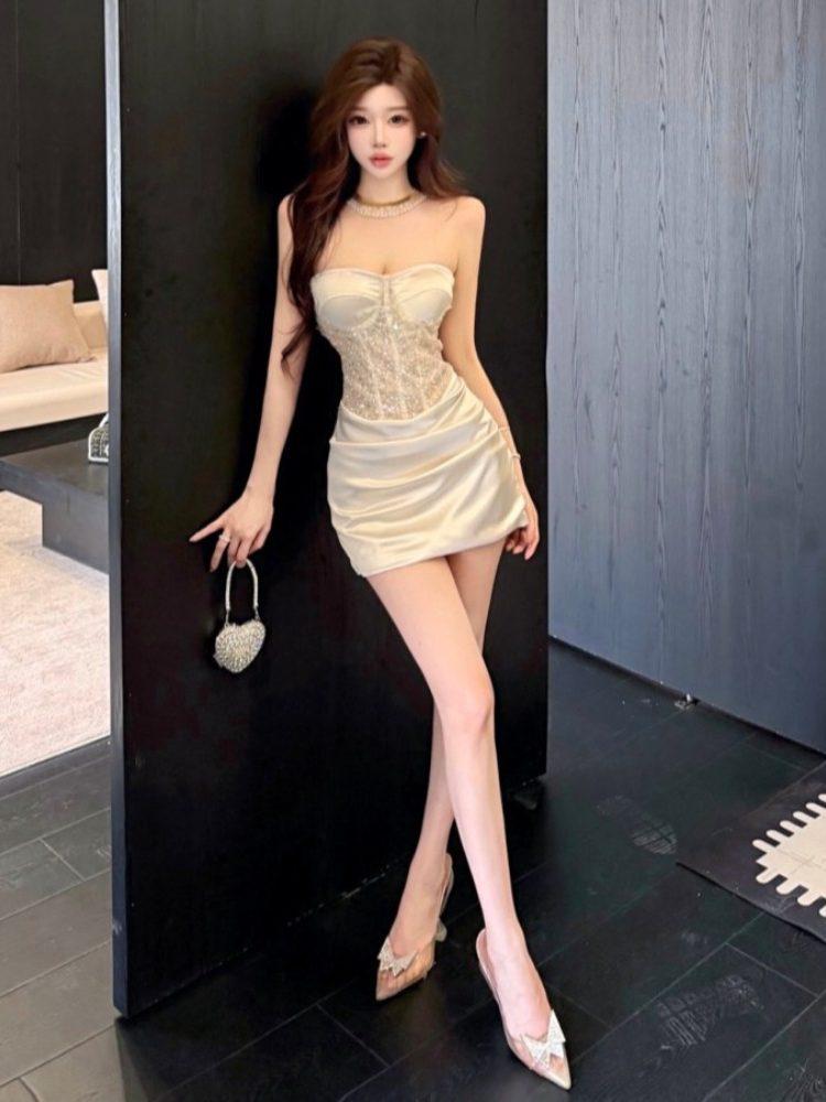 홀복 원피스 BJ 신상 셔링 남심저격 짧은 글램 쫀쫀 44 나시 - 상세 이미지 4