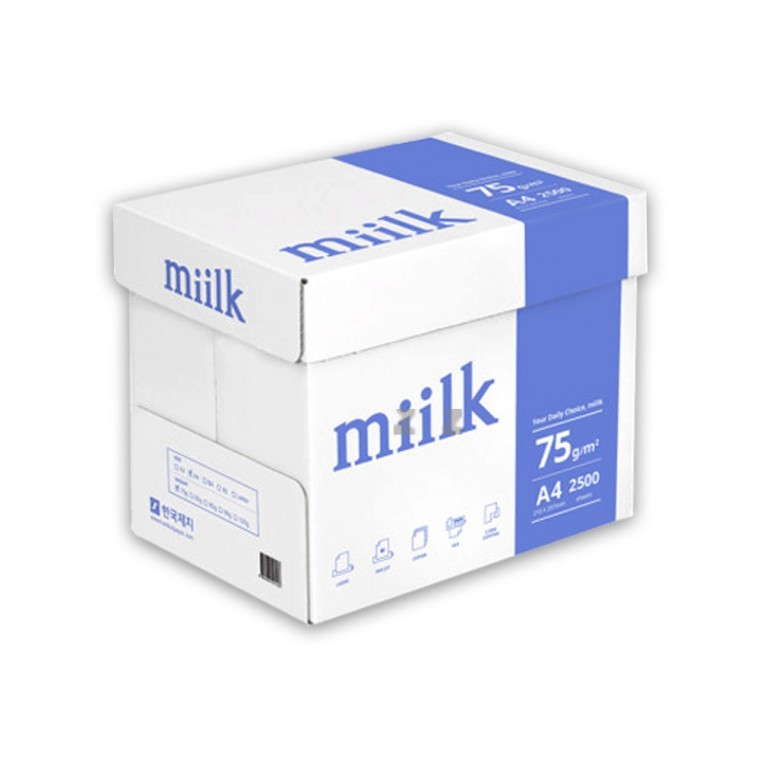 한국제지 밀크 A4 용지 75G 2500매-1box-z 한국제지 A4용지 A4 에이포용지 복사용지 용지 종이 밀크 에이포 - 상품 이미지
