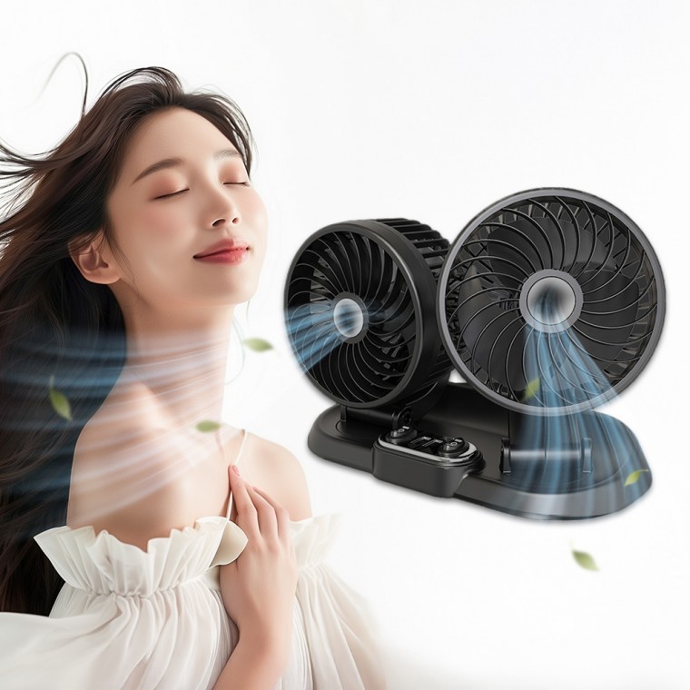 리예 차량용 360도 USB 듀얼 선풍기 - 상품 이미지
