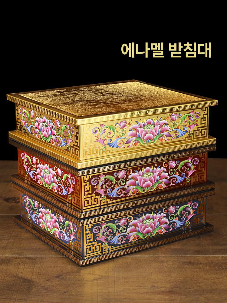 법랑 불상 받침대 공양대 관음보살상 연꽃좌 고급스러운 7인치 펄골드 - 상세 이미지 2