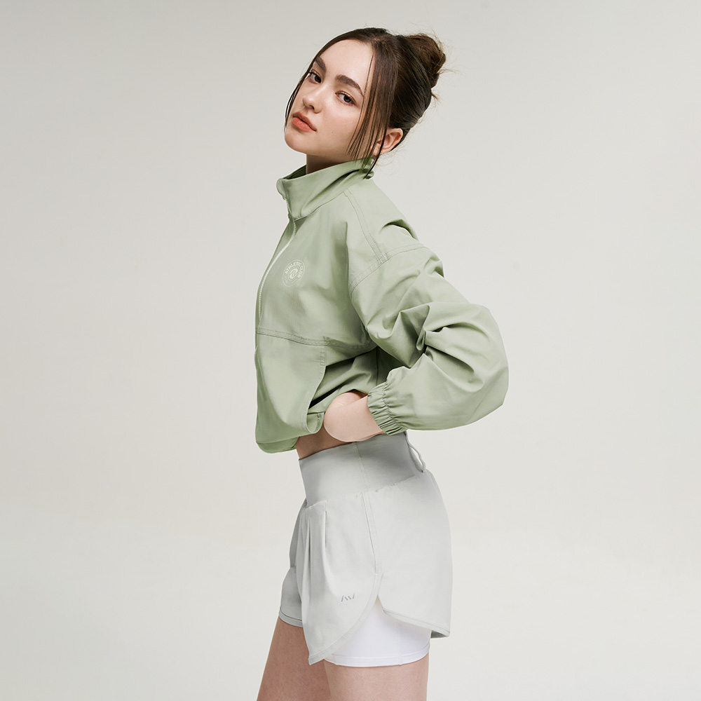 여성 루즈핏 크롭 집업 래쉬가드 반바지 상하세트 체형커버 수영복 비치웨어 올리브 - 상세 이미지 3