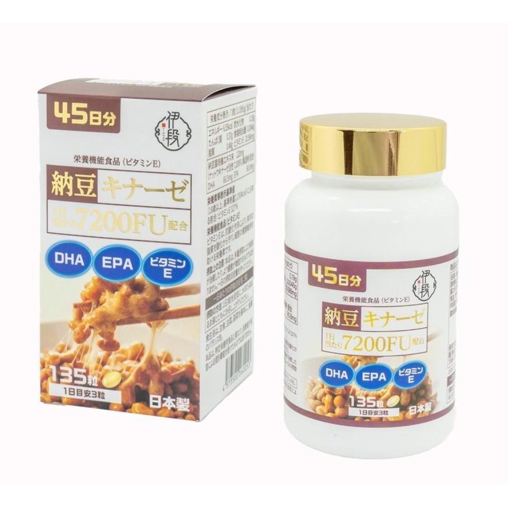 이단 낫토키나제 7200FU 135캡슐 45일분 DHA EPA 비타민E 일본 영양제 - 상품 이미지