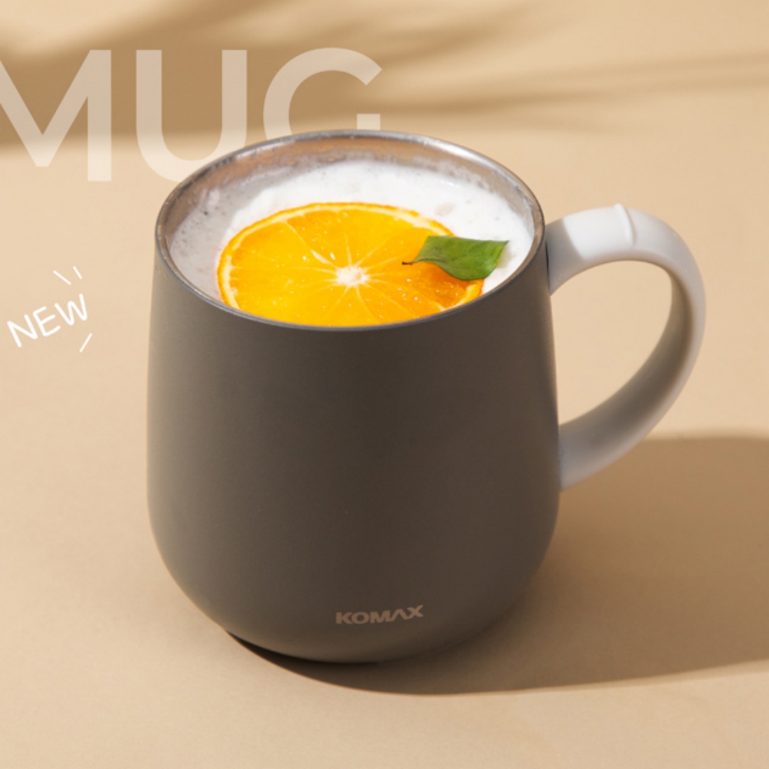코멕스 뚜껑 스텐 머그 캠핑 사무실 손잡이 진공 티머그 커피 커플 텀블러 360ml, 브라운 - 상세 이미지 3