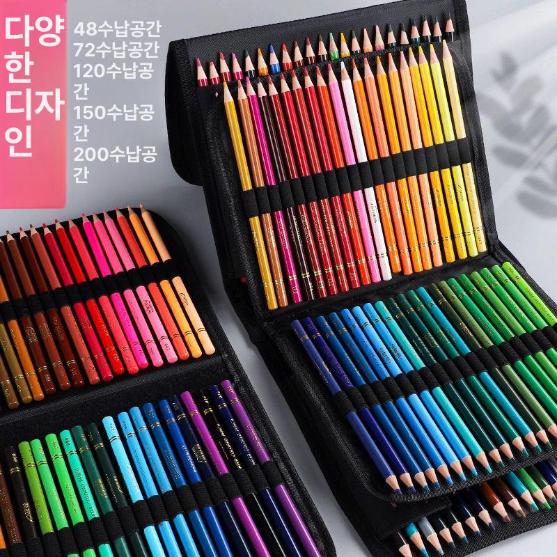 색연필 가방 케이스 펜슬 대용량 보관 필통 드로잉 충격 200홀 블랙 - 상세 이미지 3