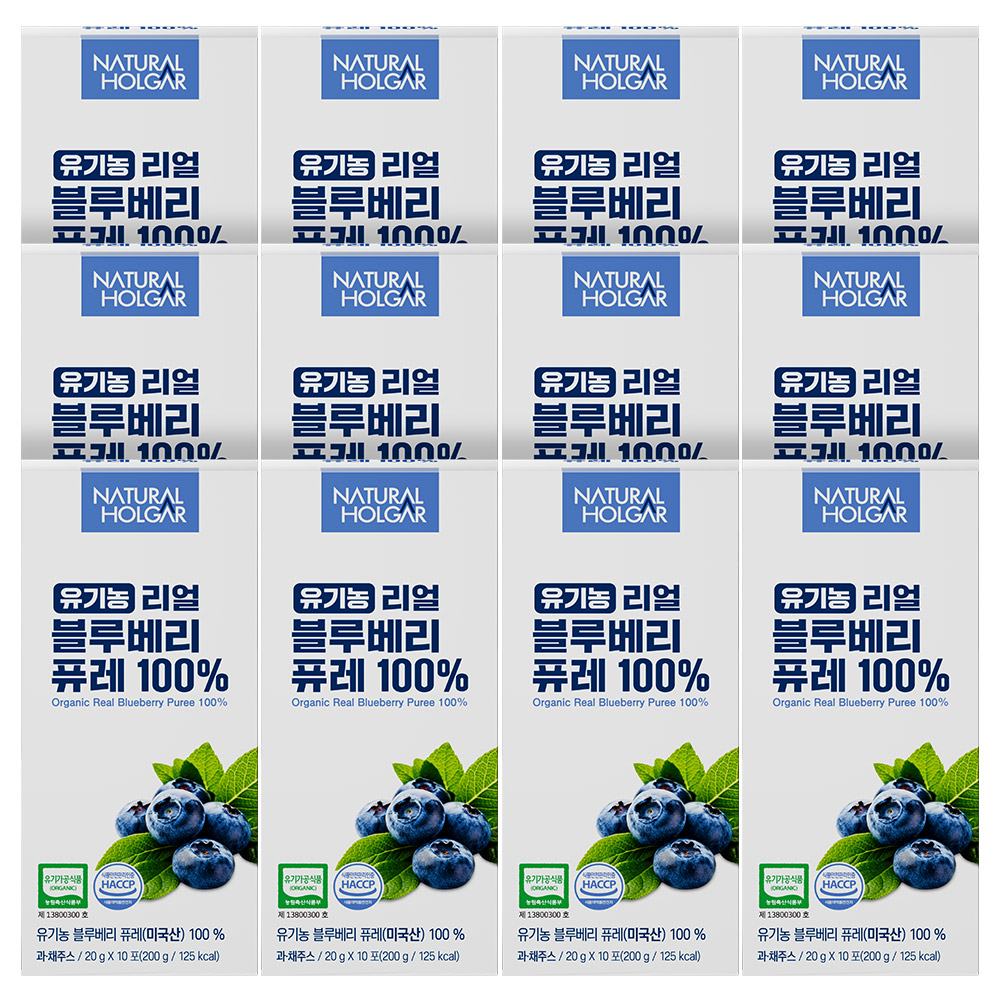 네츄럴올가 유기농 리얼 블루베리 퓨레 100% 10포, 12개 - 상품 이미지