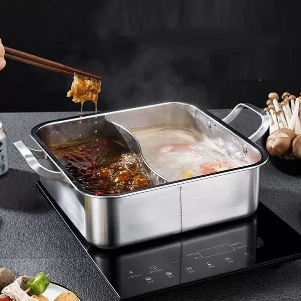 샤브샤브 반반 냄비 오뎅탕 인덕션용 B 전골 사각 26CM - 상세 이미지 2