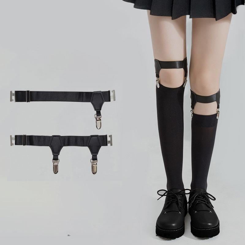 버클 코스튬 가터링 미끄럼방지 허벅지초커 다리띠밴드 단일 클립 블랙 - 상품 이미지