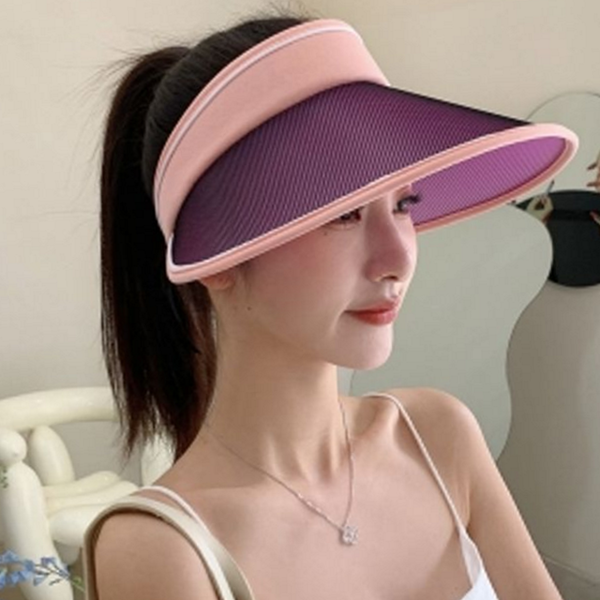 와이드챙 여성 썬 캡 휴대용 변색 썬 캡 자외선 차단 - 상품 이미지