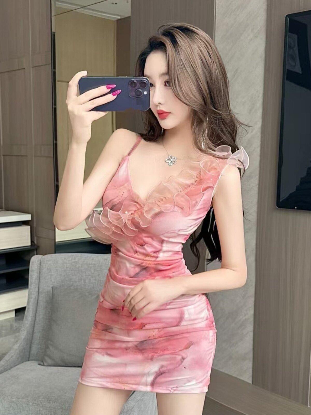 홀복 원피스 끈나시 쫀쫀 클럽룩 러블리한 파티룩 딱붙는 섹시 여캠 BJ - 상세 이미지 3