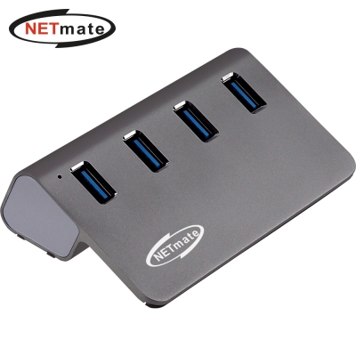 강원전자 넷메이트 USB3.2 4포트 허브 (실버) NM-UT324S - 메인 이미지