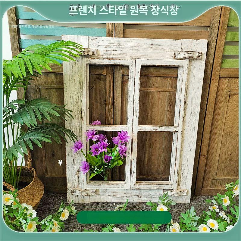 페이크 창문 액자 벽장식 빈티지 덧창 북유럽 가짜 감성 원목 가짜 행잉 펜던트 54x67 - 상세 이미지 3