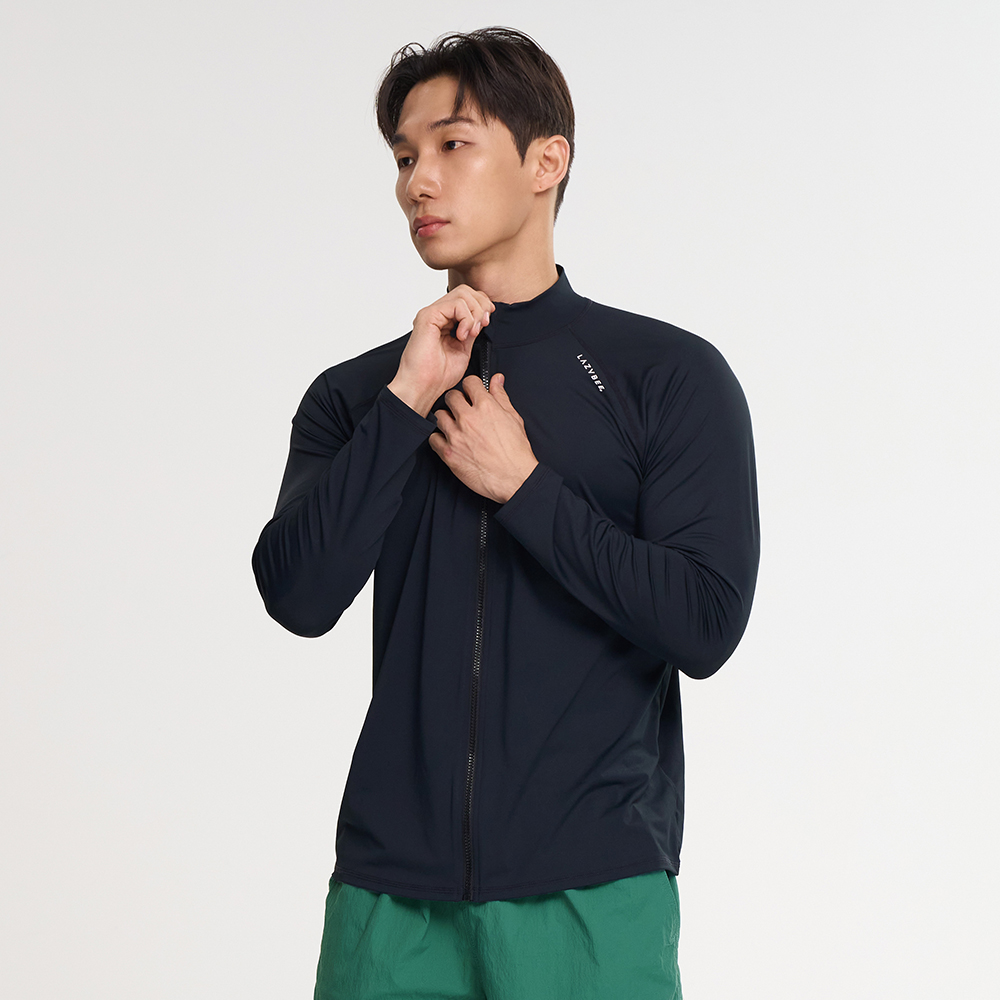 [1+1] 에센셜 루즈핏 남자 집업 래쉬가드 체형커버 수영복 빅사이즈 비치웨어 - 상세 이미지 4