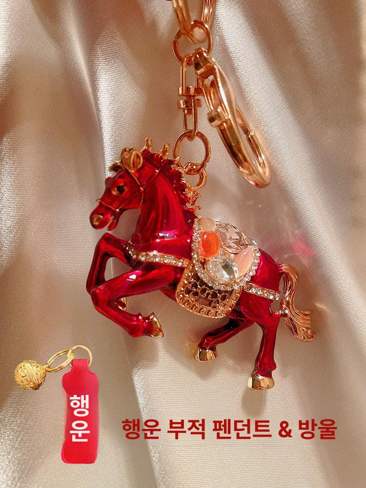 몽드올 병오년 말의해 개업선물 양면 붉은말 인테리어 벨 양면 레드호스 행운 카드 벨 - 상세 이미지 2