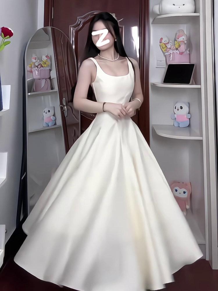 셀프웨딩 촬영드레스 피로연 브라이덜샤워 스냅 드레스 화이트 XS [40-50kg] - 상세 이미지 4