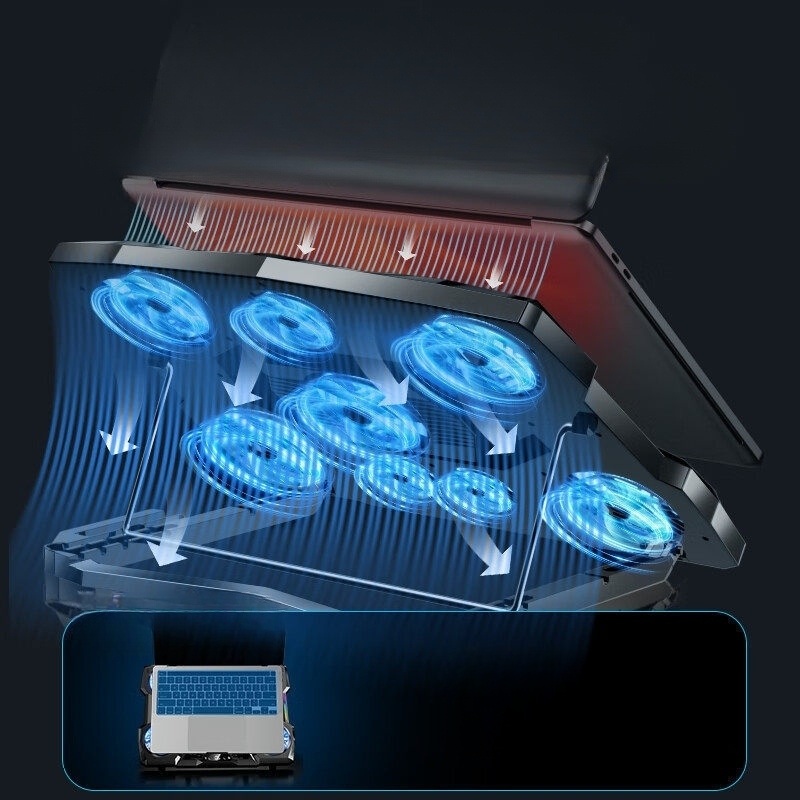 노트북쿨링거치대 1냉각판 4쿨링팬 5단조절가능 15-21인치 게이밍 RGB LED 라이트 - 상세 이미지 3