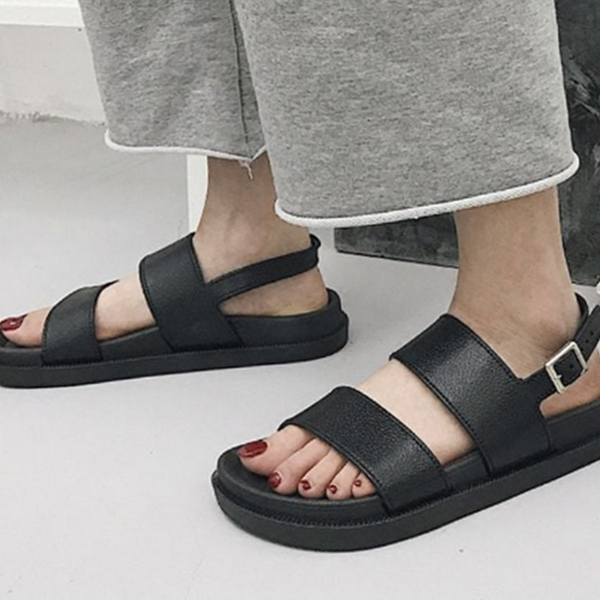 편안한 여성 여름 샌들 데일리 스트랩 샌들 통굽 플랫폼 쿠션 - 상품 이미지