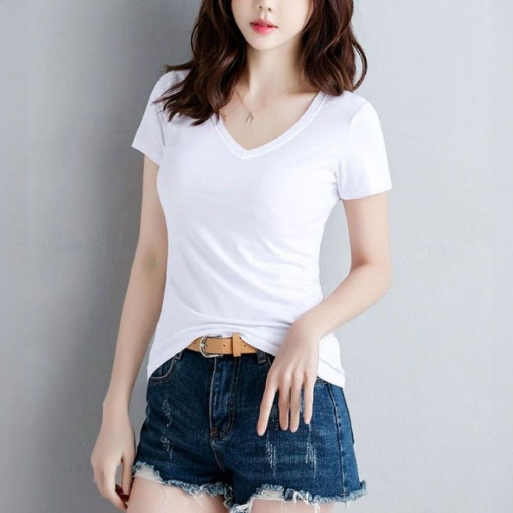 여성흰티셔츠 여성흰색반팔티 이너반팔티 날씬해보이는 쫀쫀 이미지 6