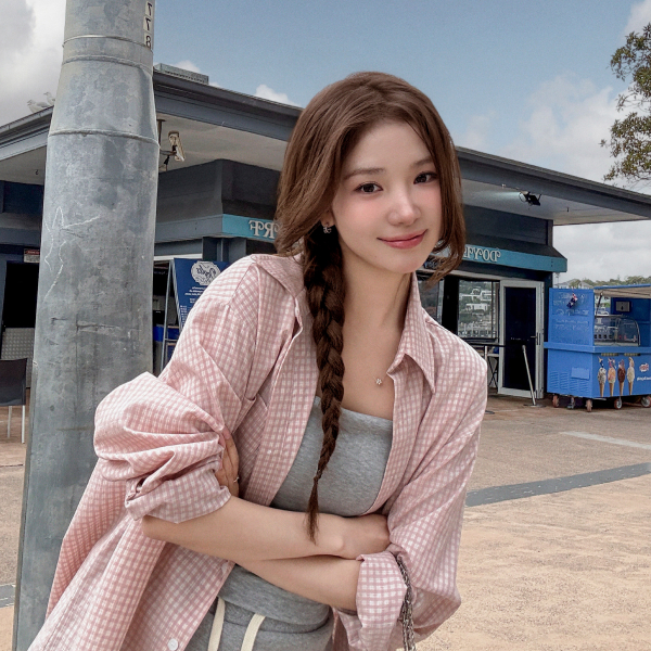 루즈핏 골드 잔체크 셔츠 bs8680 - 상품 이미지