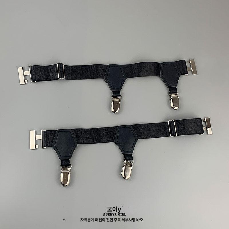 버클 코스튬 가터링 미끄럼방지 허벅지초커 다리띠밴드 단일 클립 블랙 - 상세 이미지 3