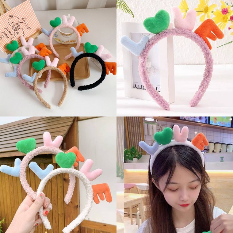 밍크 러브 머리띠 생일 파티 헤어밴드 소품 인생네컷 스티커사진 놀이공원 - 상품 이미지
