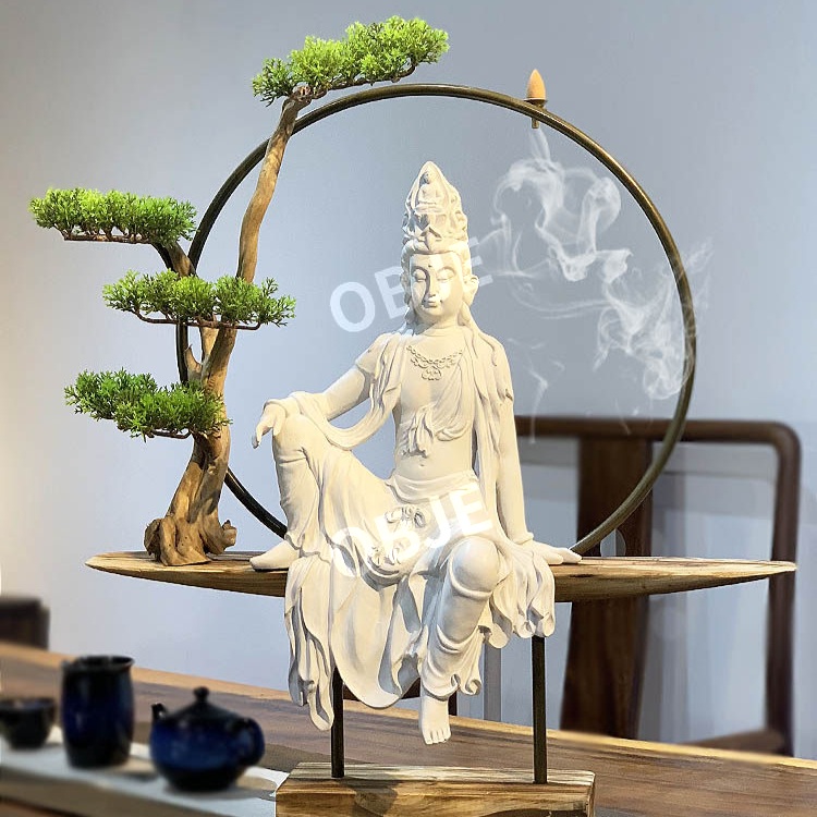 관음보살상 황동 수월관음상 좌상 인테리어 불교용품 장식품 가정용 보살상 - 상품 이미지
