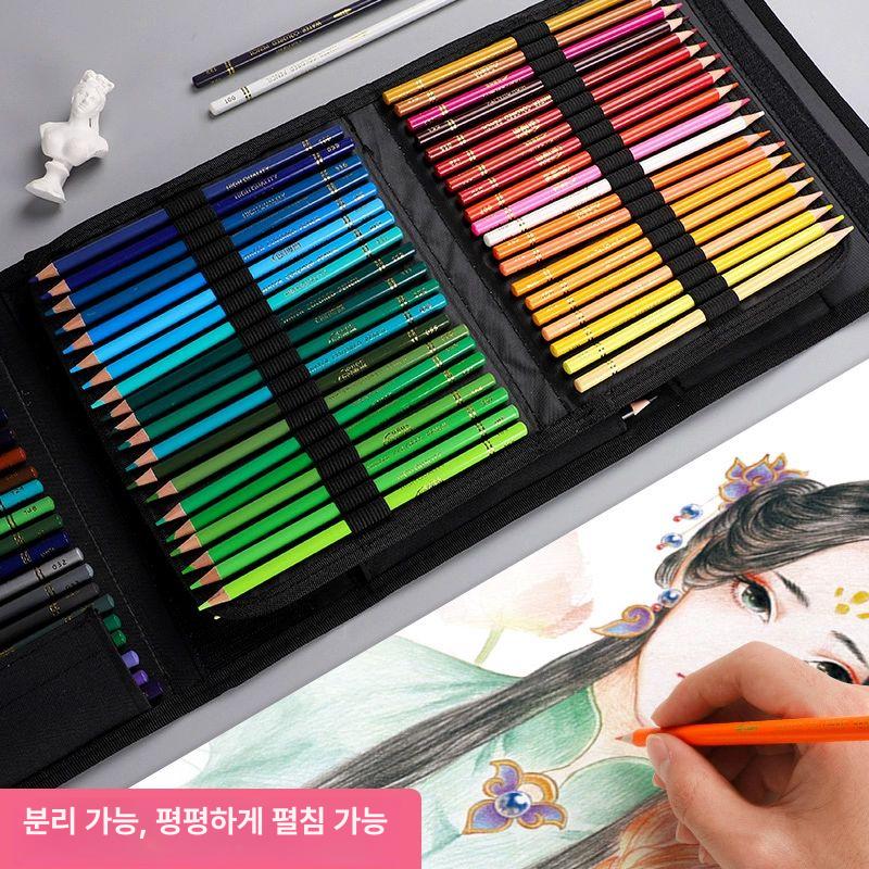 색연필 가방 케이스 펜슬 대용량 보관 필통 드로잉 충격 200홀 블랙 - 상세 이미지 4