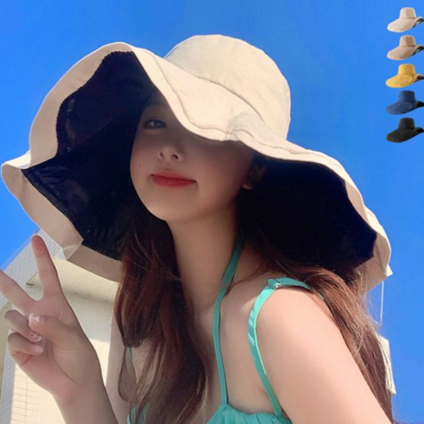 접이식 여성 여름 모자 와이어 챙 모자 바캉스 휴가 야외 - 상품 이미지