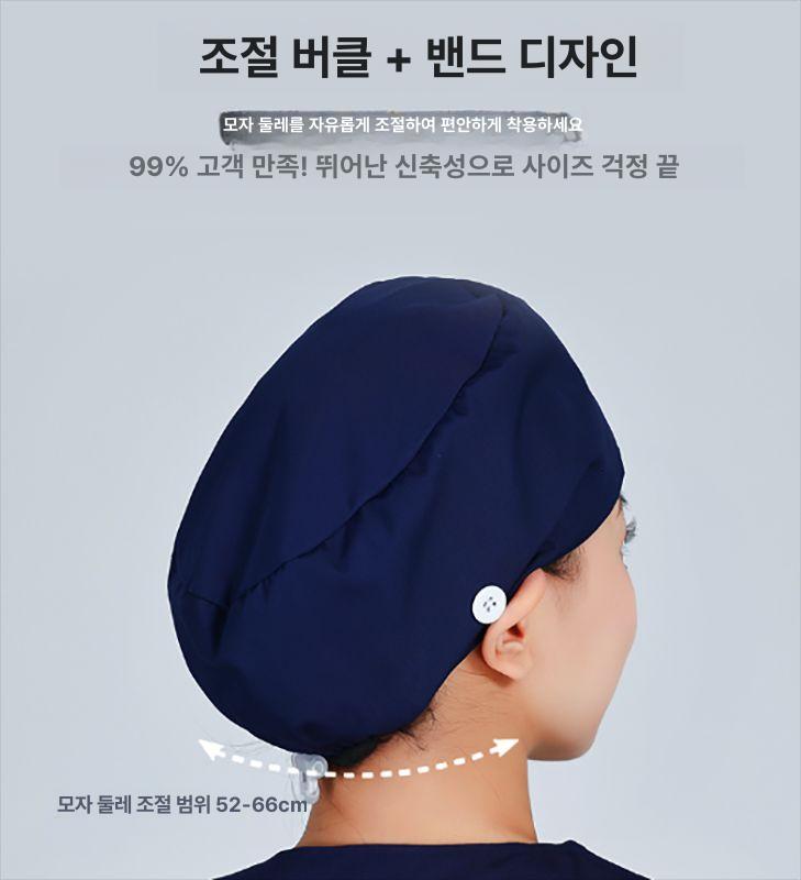 의사모자 수술실 치과의사 수술모 간호사 탈부착 마스크 다크네이비 조절 버클 포함 조절 가능 - 상세 이미지 5