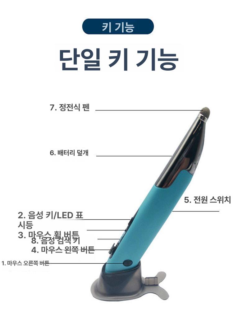 유니크한 전자 펜 태블릿 2.4G 무선 마우스 자동연필 무선 블루투스 듀얼모드 음성 1단계 블루 기본구성 - 상세 이미지 5