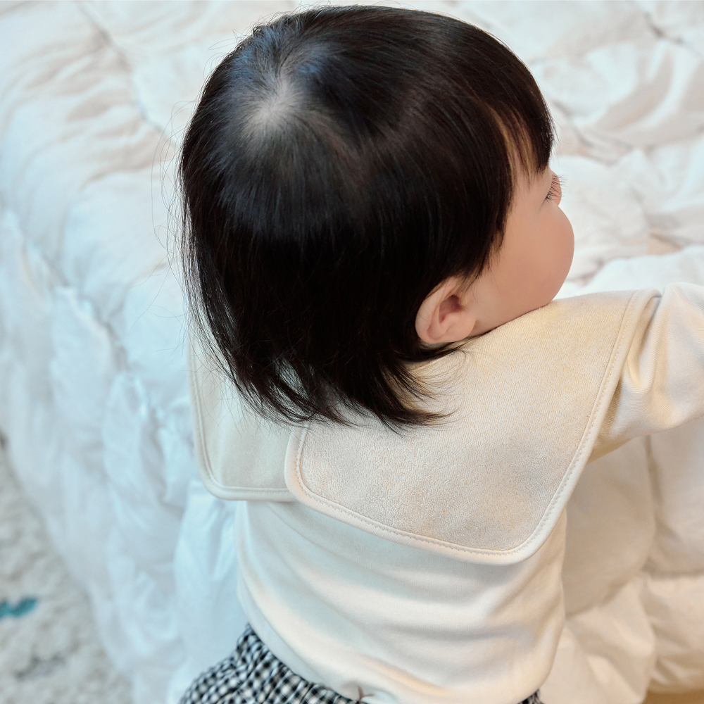아기 턱받이 신생아 세일러 테리빕 오가닉 빕 침받이 베이비 천연염색 크림 - 상세 이미지 2