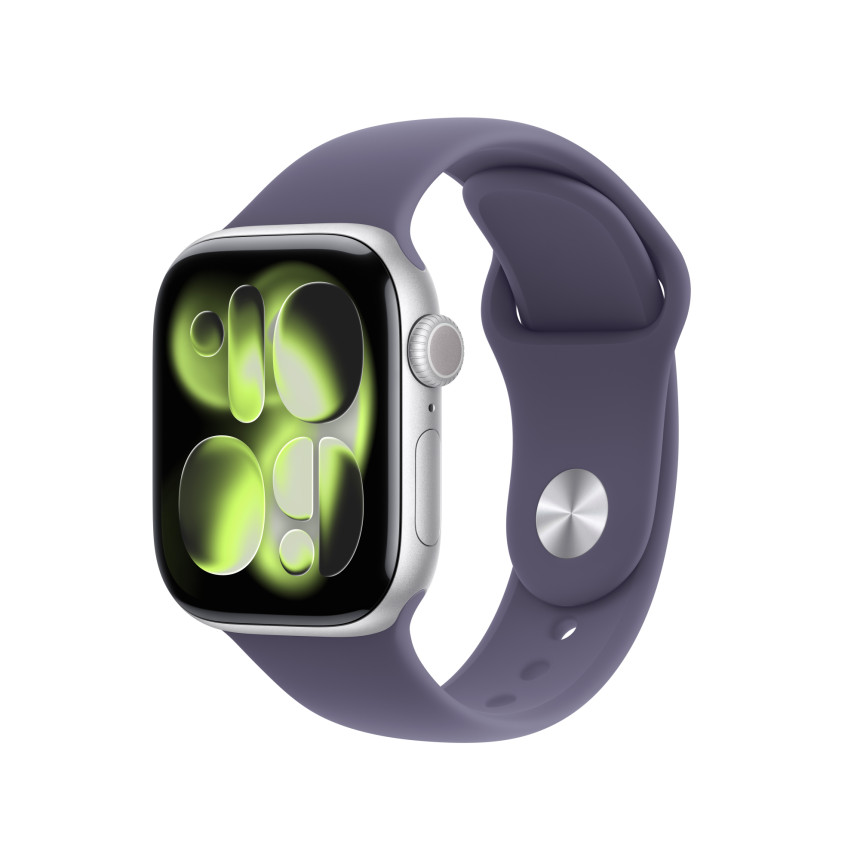 애플워치 11 GPS 실버 알루미늄, 42mm, 퍼플 포그 스포츠밴드 M/L
