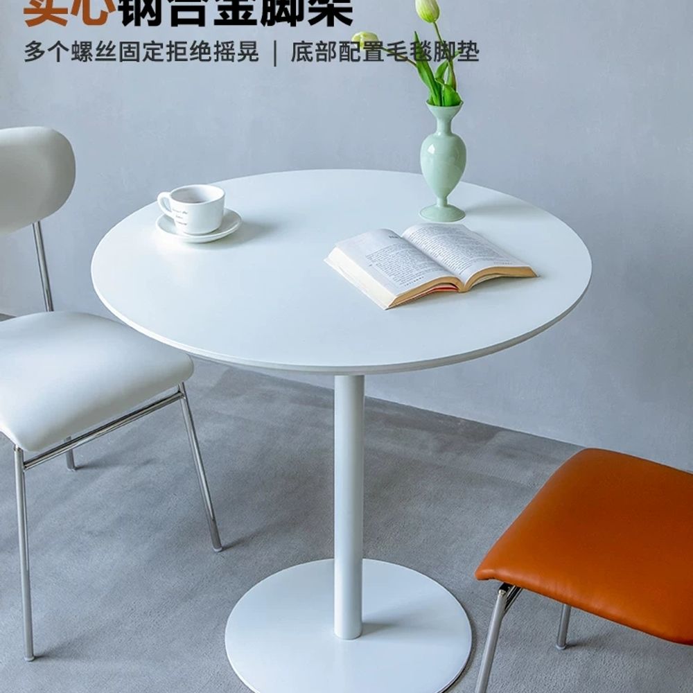 철제 원형 미니 탁자 높은형 화이트 사이드 사이드테이블 40x40x56cm 소파 - 상세 이미지 5