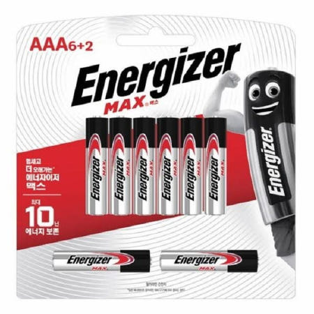 성심샵 에너자이저 맥스 건전지 AAA 6plus2입 충전지 사무용품 AA건전지