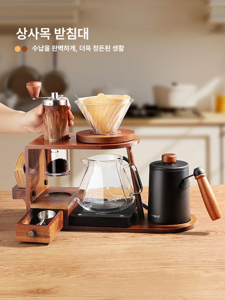 원목 핸드드립 커피메이커 드리퍼 수납랙 거치대 8피스 우드패턴 세라믹 8피스 - 상세 이미지 5