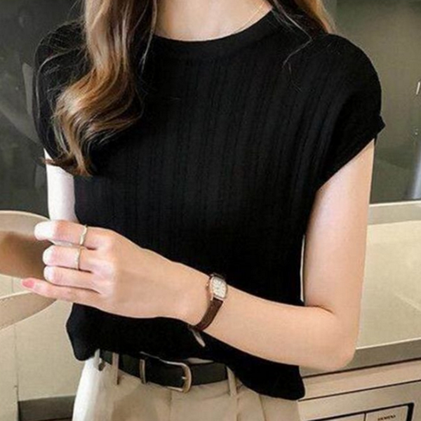 데일리 캡 소매 티셔츠 캐주얼 여성 여름 티셔츠 슬림핏 민소매 - 상품 이미지