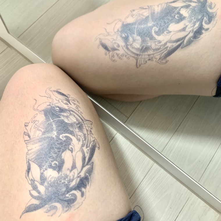 지니몰 대형 잉어 타투 물에 강한 리얼 스티커 헤나 이레즈미 문신 - 상품 이미지