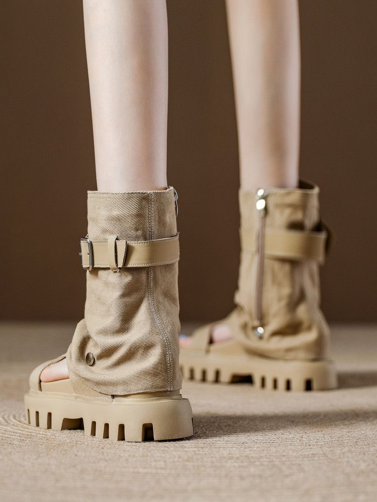 샌들 쪼리 앵글 오픈토 통굽 슈즈 여름 블랙 35(mm) - 상세 이미지 4