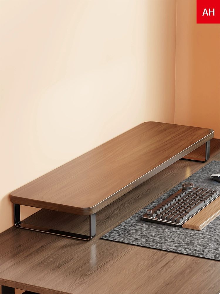 원목 모니터 받침대 USB 서랍 수납형 월넛 60x30x14 - 상세 이미지 2